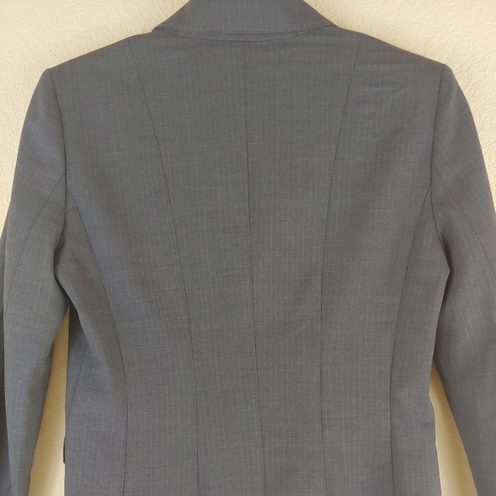 Elie Tahari wool blazer gray color classic fit casual jacket office career sz 6 - Picture 11 of 12